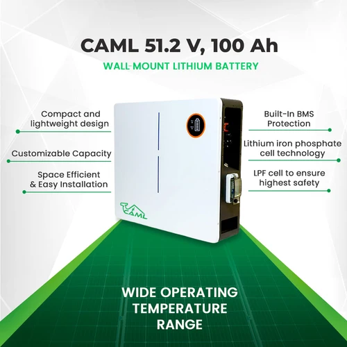 CAML 5.12 kWh (100Ah, 51.2V) LiFePO4 Battery – Wall Mount